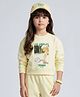 Barbie by Tiny Girl Cotton Blend Knit Mattel Featuring Full Sleeves Barbie Printed & Typography Printed Sweatshirt - Lemon Yellow