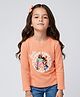 Barbie by Tiny Girl Knit Cotton Blend Knit Mattel Featuring Barbie & Good Times Great Friends Text Printed Top - Peach