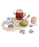 HAPPY HUES Wooden Afternoon Tea Party Playset with Tray, Teapot, Cups & Treats for Kids