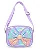 Happy Hues 6 inch Iridescent Sequin Bow Girls Sling Crossbody Bag - Lilac Purple