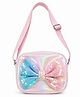 Happy Hues 6 inch Iridescent Sequin Bow Girls Sling Crossbody Bag - Pink