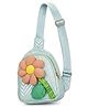 Happy Hues 6 Inch Cute Floral Quilted Mini Sling Bag for Kids-Green