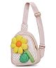 Happy Hues 6 Inch Cute Flower Quilted Mini Crossbody Sling Bag for Girls -Beige