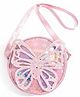 Happy Hues 9 Inch Sparkling Butterfly Design Round Crossbody Sling Bag for Girls - Pink