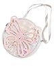 Happy Hues 9 Inch Sparkling Butterfly Design Round Crossbody Sling Bag for Girls - White