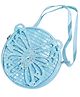 Happy Hues 9 Inch Sparkling Butterfly Design Round Crossbody Sling Bag for Girls - Blue