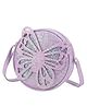 Happy Hues 9 Inch Sparkling Butterfly Design Round Crossbody Sling Bag for Girls - Lilac