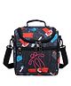 Happy Hues 9 Inch Football Sports Print Insulated Kids Lunch Bag With Adjustable Shoulder Strap - Black/Multi-Color