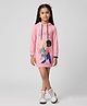 Barbie by Tiny Girl Cotton Knit Mattel Featuring Full Sleeves Barbie Printed Hooded Sweatshirt Dress - Pink