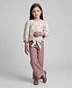 Tiny Girl Woven Full Sleeves Clover Embroidered Top & Palazzo Set - Pink