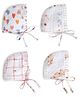 The Boo Boo Club Muslin Woven Pack Of 4 Heart Bow & Sheep Printed Caps - White