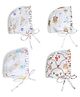 The Boo Boo Club Muslin Woven Pack Of 4 Animals & Mushroom Printed Caps - White