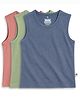 Cocoon Care Bamboo Knit Pack Of 3 Sleeveless Solid Vests - Multi Colour