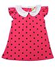 Clothe Funn Cotton Knit Cap Sleeves Polka Dots Printed Dress - Coral