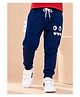 Nino Togs Cotton Looper Knit Monster Face Designed Applique Detailed Joggers - Blue