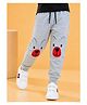 Nino Togs Cotton Looper Knit Teddy Bear Face Designed Applique Detailed Joggers - Light Grey