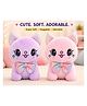 DPARANI Kawaii Cat Soft Toy for Kids, Cute Plush Stuffed Animal with Sequin Ears & Bow, Super Soft Cuddly Toy for Girls & Boys, Perfect Birthday Gift, 35 cm, Pink/Purple, One Random Colour