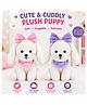 Soft Plush Puppy Toy with Cute Bow, Huggable Cuddly Stuffed Toy for Kids, 35 cm, Pink/Lavender 1 Colour Sent at Random