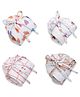 The Boo Boo Club Muslin Cotton Knitted Printed Nappy Pack of 4 for Baby 0-3M White