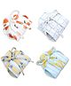 The Boo Boo Club Muslin Cotton Knitted Printed Nappy Pack of 4 for Baby 0-3M White