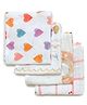 The Boo Boo Club Muslin Cotton Knitted Printed Wash Cloth Pack of 4 for Baby White