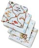 The Boo Boo Club Muslin Cotton Knitted Printed Wash Cloth Pack of 4 for Baby White
