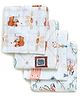 The Boo Boo Club Muslin Cotton Knitted Printed Wash Cloth Pack of 4 for Baby White