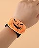 Halloween Free Size Pumpkin Face Plush Wrist Bracelet with Adjustable Black Strap for Festive Costume Accessories - Orange & Black
