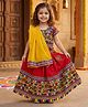 Ridokidz Cotton Woven Navratri Theme Half Sleeves Ethnic Motifs Embroidered Choli & Lehenga Set With Dupatta - Red