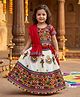 Ridokidz Cotton Woven Navratri Theme Half Sleeves Ethnic Motifs Embroidered Choli & Lehenga Set With Dupatta - Red