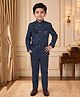 BT DEZINES Satin Woven Full Sleeves Peacock Designed Beads Embellished Jodhpuri Set - Navy Blue