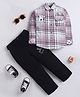BT DEZINES Cotton Blend Woven Full Sleeves Checked Shirt & Pants Set - Pink