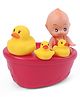 Ratnas Squeeze Baby Bath Toy with Cute Duck Figures and Water Play Design - Red