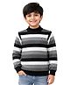 KUCHIPOO Cotton Blend Knit Full Sleeves Striped Light Winter Sweatshirt - Grey