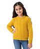 KUCHIPOO Cotton Blend Knit Full Sleeves Cable Knit Designed Light Winter Sweatshirt - Mustard