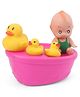 Ratnas Squeeze Baby Bath Toy with Cute Duck Figures and Water Play Design - Pink