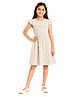CHILINS Cotton Knit Frill Sleeves Abstract Printed Dress - Beige