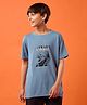 Technosport Knit Half Sleeves Journey Is The Goal Text Printed Tee - Blue