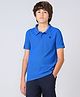 Technosport Knit Half Sleeves Brand Logo Printed Polo Tee - Blue