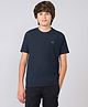 Technosport Knit Half Sleeves Brand Logo Embroidered Tee - Navy Blue