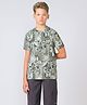 Technosport Knit Half Sleeves Geometric Printed Tee - Grey