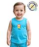 COCOON ORGANICS 100% Cotton Knit Sleeveless Lion Printed Anti Microbial Vest - Blue