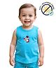 COCOON ORGANICS 100% Cotton Knit Sleeveless Rocket Printed Anti Microbial Vest - Sky Blue
