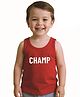 COCOON ORGANICS 100% Cotton Knit Sleeveless Champ Text Printed Anti Microbial Sando Tee - Red