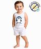 COCOON ORGANICS 100% Cotton Knit Sleeveless Penguin Printed Anti Microbial Sando Vest & Shorts Set - White
