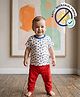 COCOON ORGANICS Cotton Knit Half Sleeves Cars Printed Tee & Pants Set - White & Red