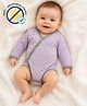COCOON ORGANICS 100% Cotton Knit Full Sleeves Abstract Printed Anti Microbial Kimono Style Onesie - Lilac