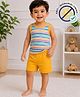 COCOON ORGANICS 100% Cotton Knit Sleeveless Striped Tee & Shorts Set - Yellow