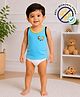COCOON ORGANICS 100% Cotton Knit Sleeveless Animal Printed Vest & Briefs - Sky Blue