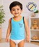 COCOON ORGANICS 100% Cotton Knit Sleeveless Wild One Text Printed Vest & Briefs - Sky Blue